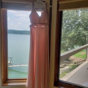 Long elegant pink studded dress